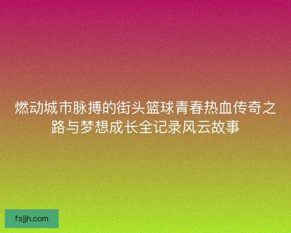 燃动城市脉搏的街头篮球青春热血传奇之路与梦想成长全记录风云故事